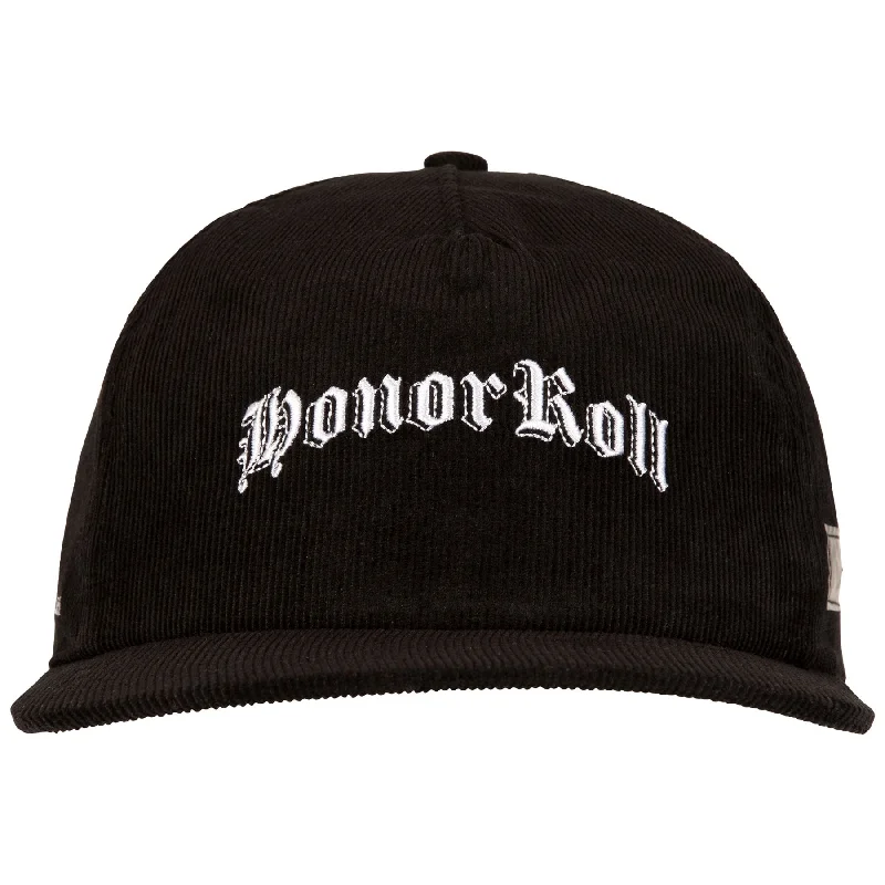 Honor Roll Corduroy Snap Back Black - 2024