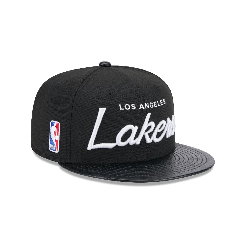 Los Angeles Lakers Faux Leather Visor 9FIFTY Snapback Hat