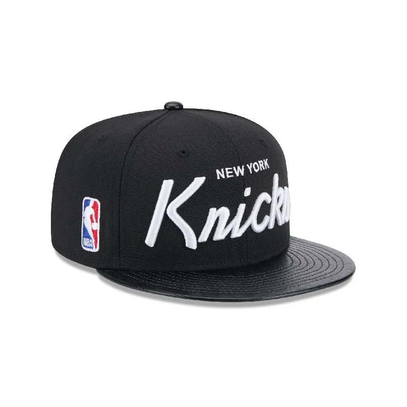 New York Knicks Faux Leather Visor 9FIFTY Snapback Hat