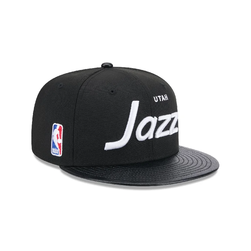 Utah Jazz Faux Leather Visor 9FIFTY Snapback Hat