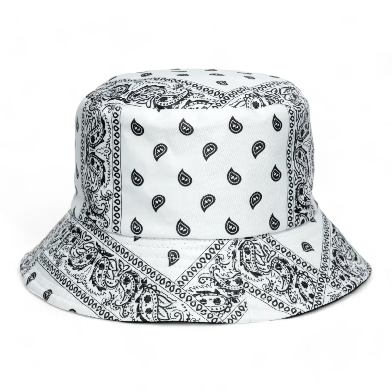 Chokore Paisley Print Reversible Bucket Hat (White)