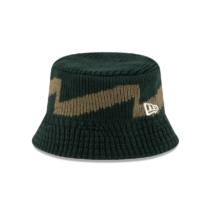 New Era Knit Pattern Dark Green Bucket