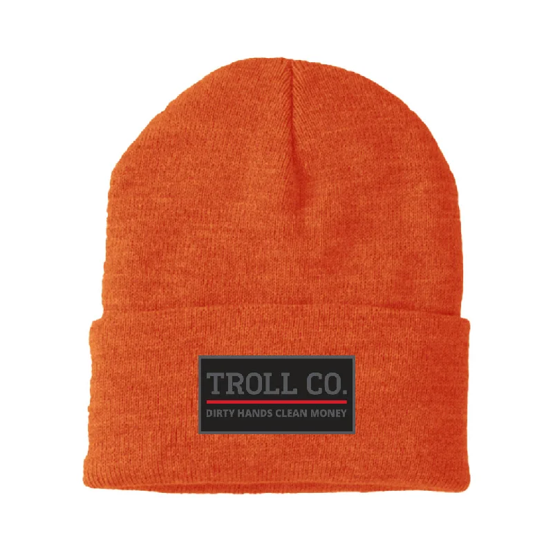 Troll Co. Premium "Dirty Hands, Clean Money" Patch Knit Beanie