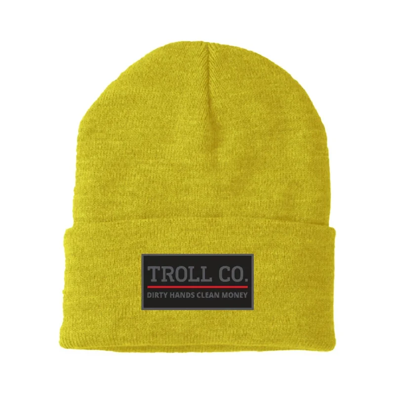 Troll Co. Premium "Dirty Hands, Clean Money" Patch Knit Beanie