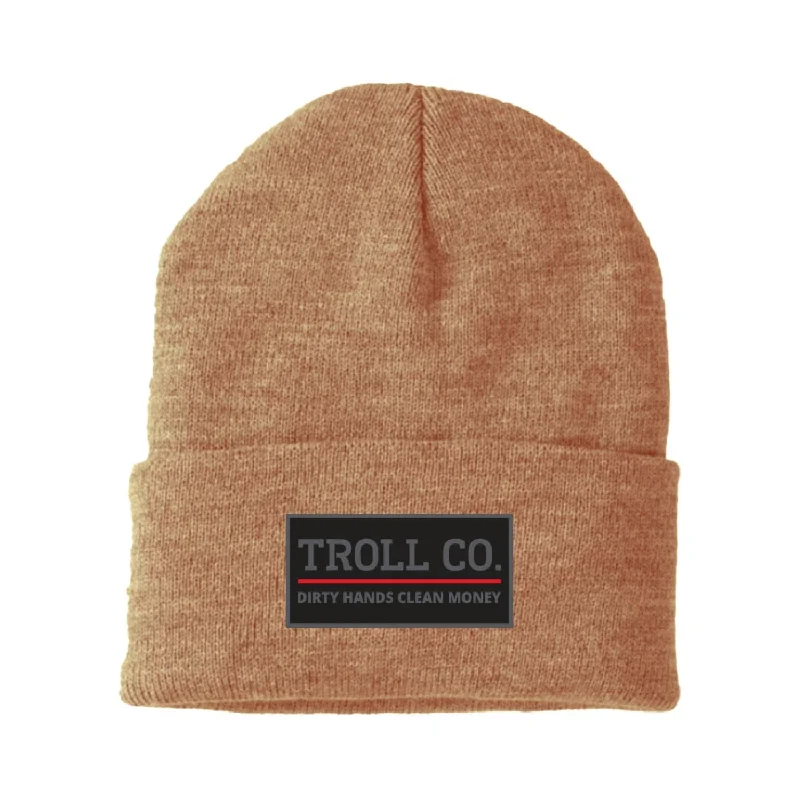 Troll Co. Premium "Dirty Hands, Clean Money" Patch Knit Beanie