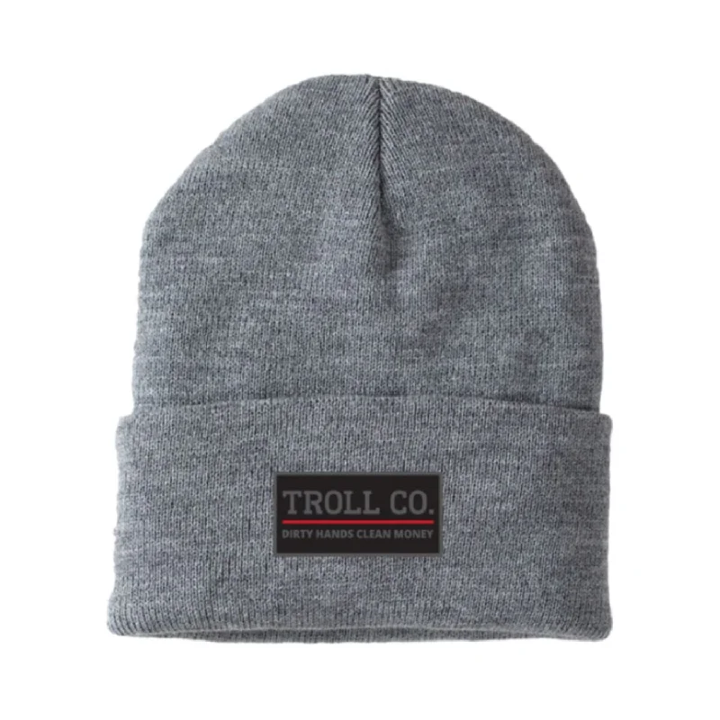 Troll Co. Premium "Dirty Hands Clean Money" Patch Knit Beanie