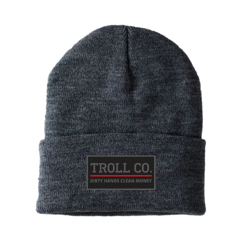 Troll Co. Premium "Dirty Hands, Clean Money" Patch Knit Beanie